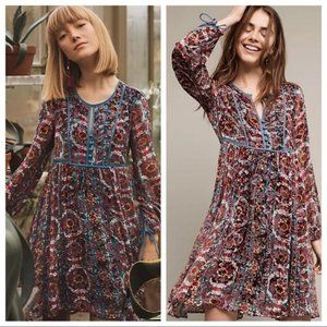 Abia Velvet Peasant Dress XS by Floreat